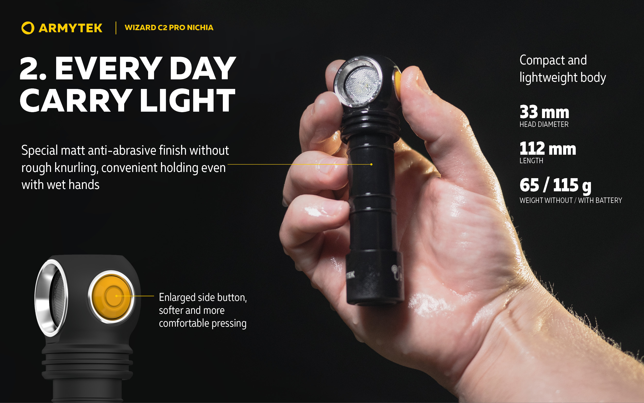 Armytek Wizard C2 Pro Nichia PCB Warm — High CRI LED Headlamp